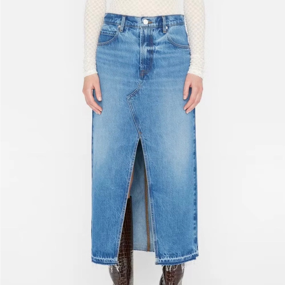 Midaxi Frayed Denim Skirt